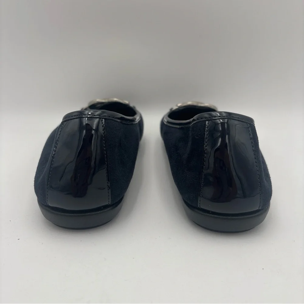 AEROSOLES Dark Blue Flats with Metallic‎ Accent